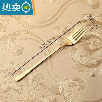敬平西餐304不锈钢叉子餐叉牛排叉水果沙拉叉 成人家用长柄甜品叉面叉 黄金叉子(5条装)牙签