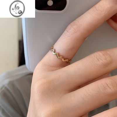 JiMi适合手粗的大码戒指女时尚个性波浪尾戒胖MM胖手食指指环加肥加大