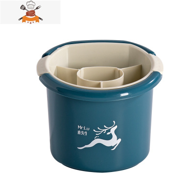 厨房分格筷子篓沥水快子笼筷子筒置物架 家用餐具筷子勺子收纳盒 敬平 深蓝色餐具架