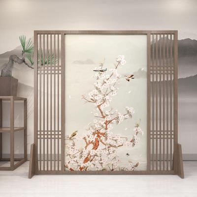 中式屏风隔断墙客厅玄关办公室酒店茶室装饰遮挡实木格栅定制座屏 C4胡桃木180*180CM 整装