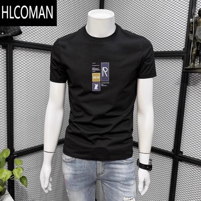 HLCOMAN男士高端简约短袖T恤潮牌夏季透气薄款修身圆领半袖体恤上衣