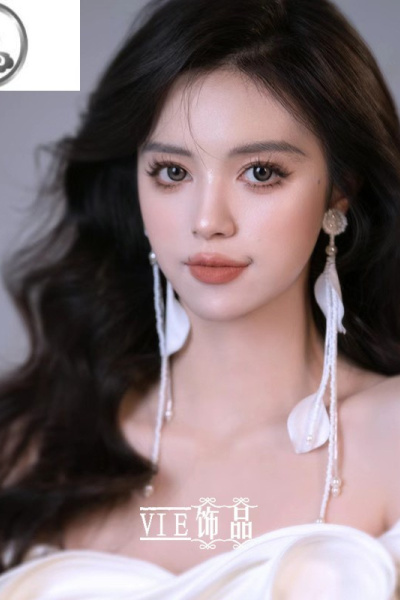 JiMi新款精致串珠流苏花瓣耳环长款耳夹耳饰新娘结婚礼服婚纱跟妆配饰