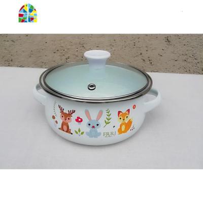 珐琅搪瓷锅宝宝辅食碗 家用迷你双耳搪瓷汤锅 日式餐具冷藏保鲜碗 FENGHOU 12cm红点锅单个