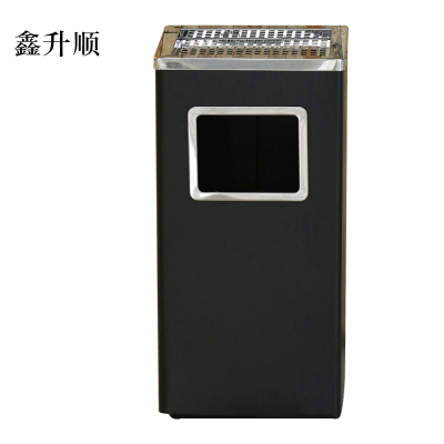 鑫升顺不锈钢垃圾桶烟蒂柱灭烟桶带烟灰缸室外电梯口立式丽格长方形黑色