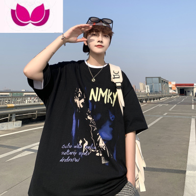 七斓美式复古高街t恤男夏季oversize潮牌短袖男装设计感小众潮流上衣