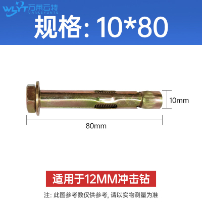 苏宁 万莱云特 减速带镀彩专用膨胀螺丝 /WLYT-LS002/10*80mm(5个)/组 10组起订