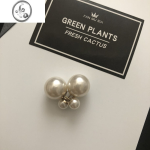 JiMi双面珍珠耳钉女前后大小耳环气质简约韩国网红个性百搭925防过敏