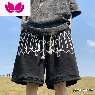 七斓美式复古短裤男款夏季宽松大码五分裤青少年潮牌外穿休闲篮球裤子