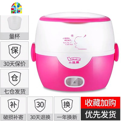 电蒸锅迷你多功能电热饭盒小型蒸锅双层小功率电饭煲分体蒸煮锅 FENGHOU 玫红色(带餐具)