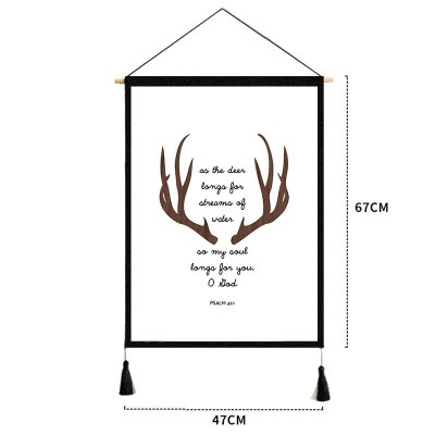 家柏饰(CORATED)挂布 背景布风客厅装饰挂画民宿宿舍卧室床头北欧墙布挂毯 英文鹿头 宽47cm*高67cm