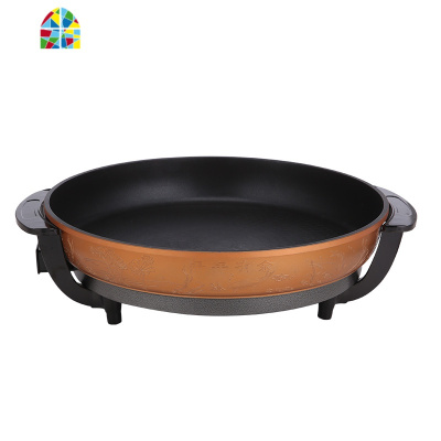 大号电煎锅电饼铛不粘锅电煎炉烤饺烤饼平底锅商用插电加深电热锅 FENGHOU 51cm升级版带盖+赠品