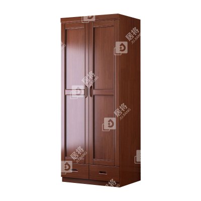 居将 JJ4022712 中式实木衣柜对开二门衣柜卧室收纳大衣橱 胡桃色