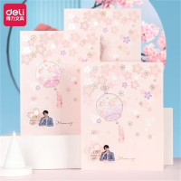 得力(deli)学生办公资料册学生试卷收纳册孕检产检文件册学生用品 樱花季40页A4粉色72733(单本)