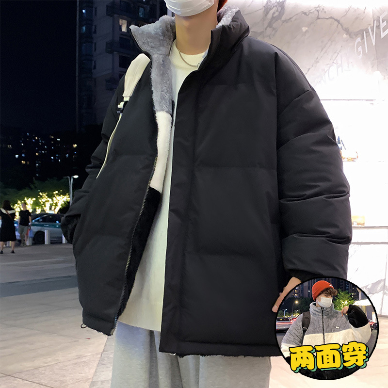 棉衣男冬季双面穿外套男加绒加厚棉袄潮牌休闲上衣