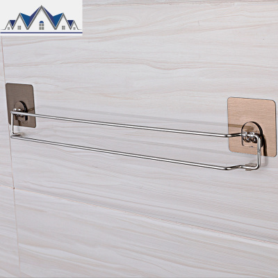 双庆浴室壁挂式拖鞋架强力免打孔毛巾架置物架卫生间不锈钢收纳架 三维工匠