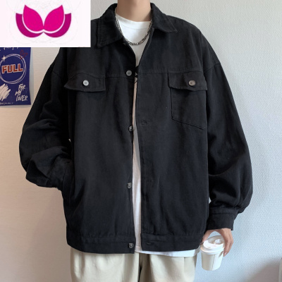 七斓港风牛仔外套男潮牌ins百搭高街上衣美式复古宽松工装夹克