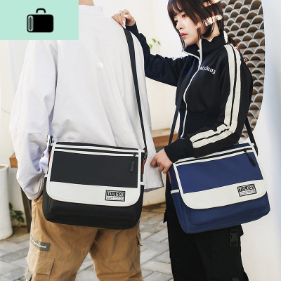 日系大容量单肩斜挎背包男潮牌邮差包休闲中学生上课工装帆布袋女NEW LAKE男士单肩包