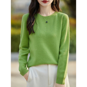 圆领钩花镂空一线成衣针织衫女秋冬新款宽松内搭毛衫套头打底毛衣