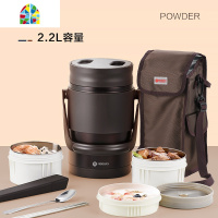 封后保温桶饭盒不锈钢大超长学生家用上班族女1人便携多层 FENGH [不锈钢内盖]绅士蓝2.2L三层赠保温拎包+餐具