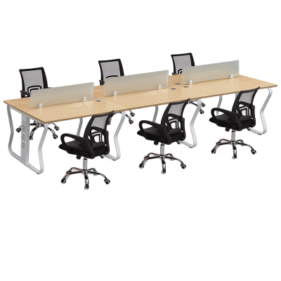 迅迈 六人位+椅1200*3600*750mm 员工位 职员办公桌 电脑桌 屏风卡座 财务屏风工位