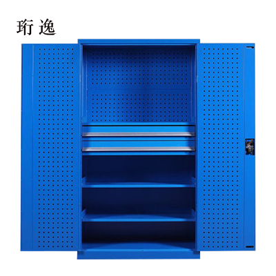 珩逸工具柜加厚铁皮储物柜工厂车间用带抽屉汽修多功能收纳柜通门内二抽柜蓝色