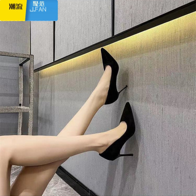 聚范2024新款韩版尖头高跟鞋细跟单鞋女34-43大码百搭职业工作鞋