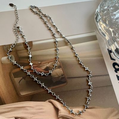 s925纯银星星锁骨项链女潮流百搭款复古潮酷风小众设计高级感风格送女朋友老婆情人节七夕生日礼物