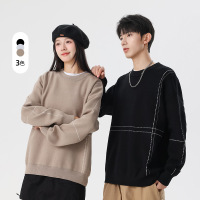 情侣毛衣针织衫纯色时尚圆领秋冬季新款宽松慵懒日常外穿男女上衣