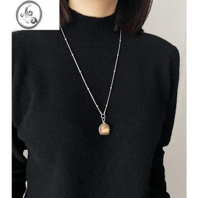 JiMi日韩不掉色蛇骨链钛钢轻奢毛衣链佛牌链挂坠项链百搭潮链2021新款