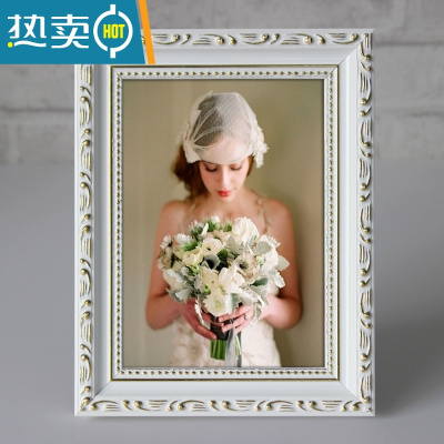 敬平欧式实木相框摆台创意现代简约5 6 7 8 12寸a4儿童画框挂墙定做 老白色 16寸[30.5*40.6]
