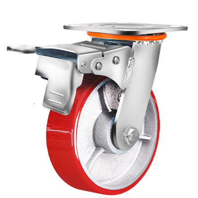 豫汉迎静音轮6寸重型万向轮带刹车个