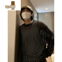 YANXU美式镂空针织衫圆领毛衣男oversize百搭套头透气防晒毛线上衣