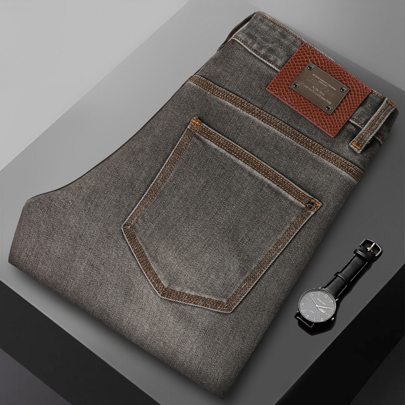 JEEP SPIRIT吉普男士翡翠蓝修身百搭牛仔裤休闲男裤子