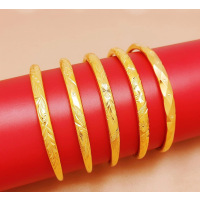 2020新款仿越南沙金手镯推拉铜镀金假黄金实心龙凤手镯女久不掉色送女朋友老婆情人节七夕生日礼物