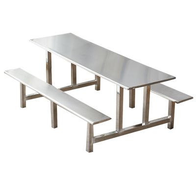 利特莱依学校食堂不锈钢餐桌椅4人6人10人位工厂员工饭堂连体快餐桌椅组合8人位不锈钢(加固)