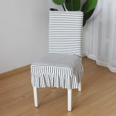 家柏饰(CORATED)针织家用弹力座椅套餐椅垫套装简约酒店凳子套餐桌椅子套罩通用 条纹缎面短裙