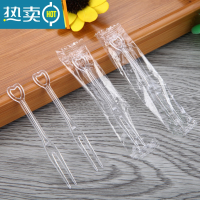敬平叉子水果叉蛋糕叉儿童家用塑料独立包装水果签甜品叉点心叉 透明独立装200支/包