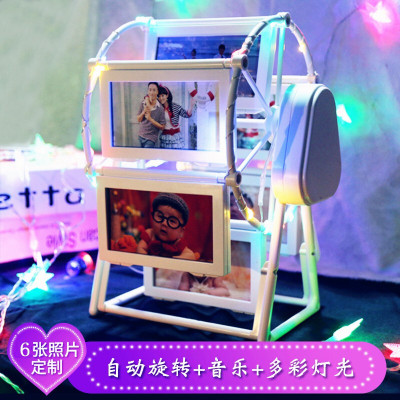林檎圣诞节送女友 创意DIY手工定制照片旋转相框相册摆台婚纱照发光旋转摩天轮音乐盒情侣纪念小礼品送女朋友老婆生日礼物送女
