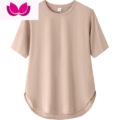 七斓今年流行圆弧下摆短袖t恤女夏季新款莫代尔棉宽松大码体桖上衣薄