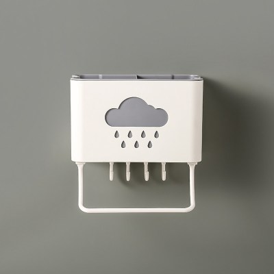 筷子笼家用厨房置物架壁挂式筷子笼筷篓镂空沥水餐具勺子收纳架 敬平 灰白[悬挂款]筷笼