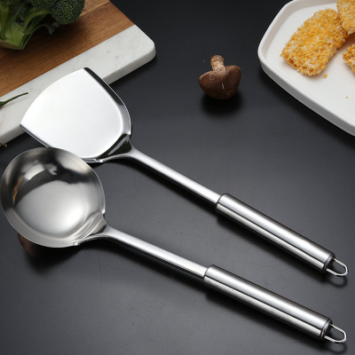 锅铲套装不锈钢厨具炒菜勺子厨师专用铲子家用全套组合汤饭勺漏勺 敬平 锅铲+汤勺