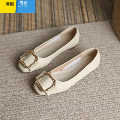 聚范红青蜓乐福鞋女一脚蹬2024新款英伦风小皮鞋软皮软底平底单鞋