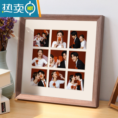 敬平洗照片做成九宫格婚纱照相框挂墙照片打印加组合结婚照照片墙定制 棕褐色[普通九宫格]+免费洗照片 40*40[每张照片