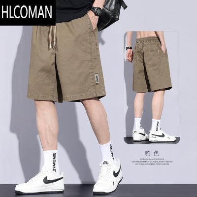 HLCOMAN短裤男士夏季薄款宽松直筒五分裤子潮流男装棉弹休闲运动中裤