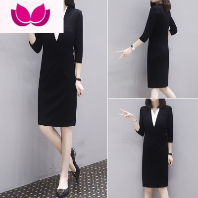 七斓包臀连衣裙赫本风小黑裙2023春季新款轻熟职业套装OL通勤裙子女装