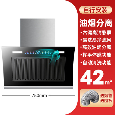 双电机抽油烟机大吸力油烟机出租房厨房家用双电机侧吸 净界双层滤网:750mm宽双电机