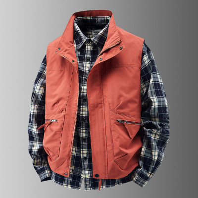 JPDUN春秋户外钓鱼马甲男士多口袋宽松背心工装坎肩外套印花工作服