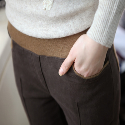 迪鲁奥(DILUAO)冬季新款大码打底裤中高腰外穿女裤松紧腰头胖MM加厚保暖弹力小脚裤棉