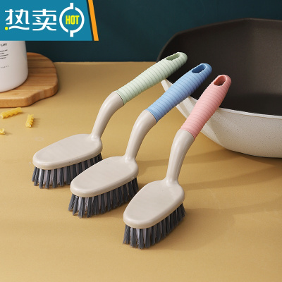 敬平厨房长柄清洁刷家用去污洗锅刷洗碗洗杯刷可挂式水槽灶台清洁刷子 颜色随机(三个装)