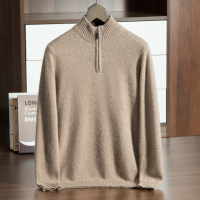 半高领拉链山羊绒衫男士秋冬加厚羊绒打底毛衣外搭男羊毛针织毛衣
